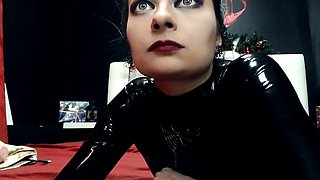 Latex slut solo anal masturbation