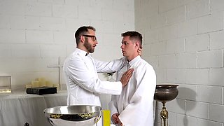 Twink agrees to fuck with the old priest for redemption