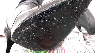 Smoking Mistress and Green Dessert From Boot Soles, POV Clip, Lady Victoria Valente (in German)