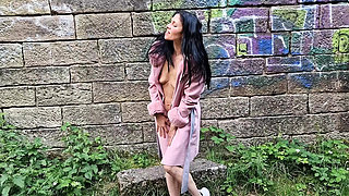 Outdoor Naked Spreading and Gaping Pussy