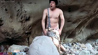 Blonde Cave Girl Gets Her Holes Destroyed by Big Cock in Wild Outdoor Fuck