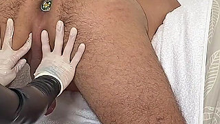 Femdom Handjob,prostate Massage and Strap-on. Medical Goves Fetish