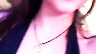 Brunette amateur babe strips off and masturbates