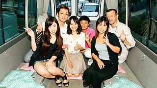 JAV Sex in the Streets of Tokyo Fucking 3 Japanese Teens in the Van