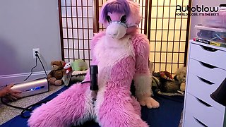 Pink furry Vicky Tart CANNOT GET ENOUGH of VacuGlide.