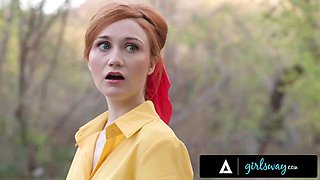 GIRLSWAY - Petite 18 yo Campers Lana Smalls  Scarlet Skies SCISSOR  KISS Without Getting Caught!