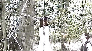 Outdoor punishing lesson in the forest
