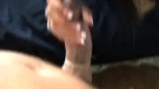 He slides his monster cock righ into her worked out cum-hole