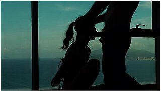Artistic Silhouette - Tied Up Asian Teen Sucking Dick With An Ocean View - Baebi Hel