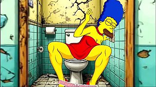 Hot Married MILF Cheats in Dirty Public Toilet - Simpsons Hentai Parody