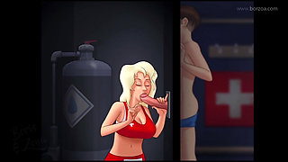 Two milfs in a day: gloryhole blowjob from blonde Pamela lifeguard and then French teacher seduces Boris in college after class