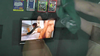 In the porn sex booth a German brunette MILF jumps and rides a horny cock to shove it into her hot pussy eager for sex