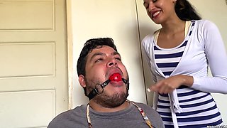 Humiliating Femdom Gag Punishment for Chubby Slave Boyfriend