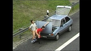 Slutty MILF Sucks Big Cock in Car Then Fucks Her on Highway