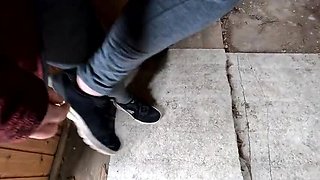 Bouncy Tits Action: Outdoor Labia Pulling & Breast Beating BDSM Session