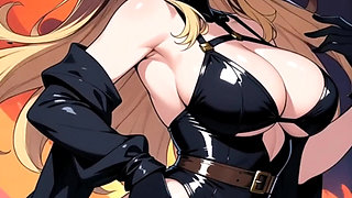 Hot anime girl with big ass and huge tits seducing