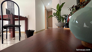 Maid with Huge Ass Cleans Apt Then Jerks Her Boss Part 1