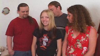 Two college dropout sluts swap cum and share dirty cocks in a bedroom gang bang!