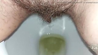 Hairy Housewife GinnaGg Pissing Close Up Toilet Pee Play