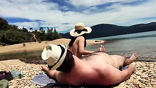Naughty couple fucked on a public nude beach