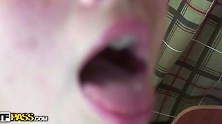 Young woman is penetrated deeply in bed