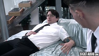 Big breast mom fucks two religious guys