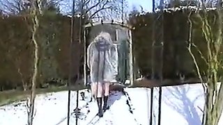 Naked Blonde Girl Outdoors on a Snowy Day