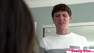 Step Bro Fucks Brunette Petite GF Rough - Deep Throat & Creampie