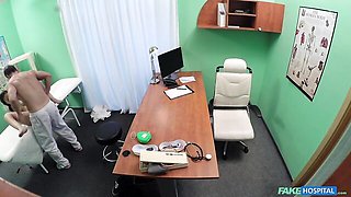 Office fuck in the doggy style with a long-legged brunette Sweet Lady