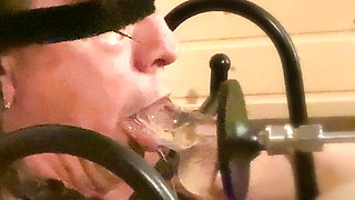 Deepthroat training with the fucking machine for Sissy "D"