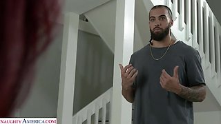 Victoria June just arrived at her rental and wants James' married cock inside her tight wet pussy