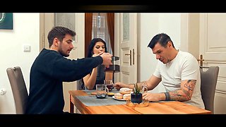 Daddy4k. small-titted brunette is masterly cheating on her boyfriend in the next room