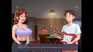 Stepmom with big boobs in an anime schoolgirl fantasy