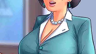 Summertime saga: MILF professor walks around the college with dildo in her pussy ep 73