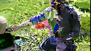 Blonde ass fucked on the lawn by group of people