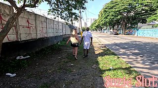 Suzie Slut Went with Crush to Walk Down a Deserted Street and Decided to Fuck Hottie and Finish in the Apartment Giving Her Ass