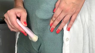 Horny Step Mother was caught by her Step Son and wanted to show him how she was masturbating big cock