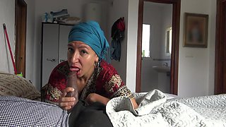 This Turkish Granny Is Shocked!!! I Take Out My Big Black Cock in Front of Her.