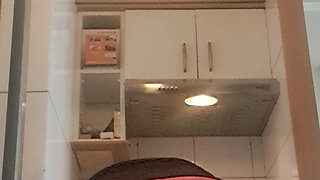 milf washing dishes in panties