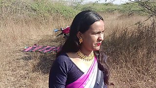 Desi teacher Kavita Zawazawi in saree gets down and dirty with a student outdoors