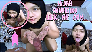 Hijab Muslim Girl Gives Hot Blowjob and Swallows Cum - Indonesian Cousin Fuck
