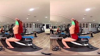 Busty Redhead Gym Scene