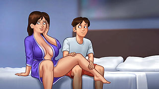 Horny Dude Fucks Busty MILF Landlady in Steamy Massage - Summertime Saga Hentai