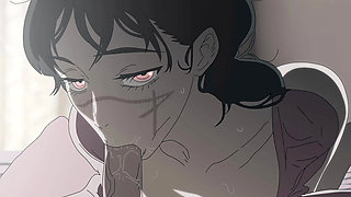 Yoru Asa Give Incredible Blowjob ( Cartoon )