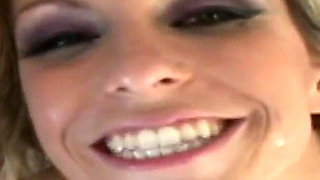 Gang bang with a blonde who is preparing a barbecue in the garden