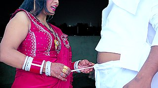 2024 Karwa Chauth- Desi young wife Pinki had blowjob in front of Moon, cumshot on her big Ass.