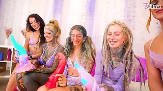 5 Tattooed Goth Girls Extreme Squirting Orgy - Anal Dildos, Gaping & ATM Action