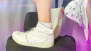 THE POWER OF SNEAKERS - Nike Air foot fetish from mistress crossdress