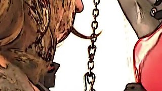 Hot Dominas spank and fuck slaves