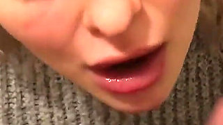 Blonde Slut Drinks Coffee with Cum